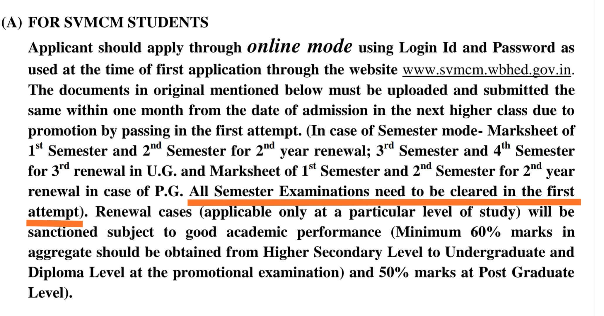 SVMCM Renewal clear sem at first attempt