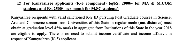 Kanyashree K3 Scholarship official notice for Open distance students.