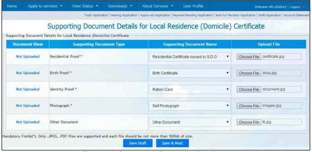 Upload documents on west bengal e-district.