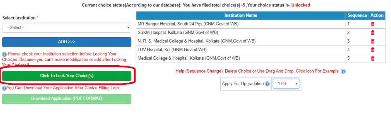 choice filling for nursing admission