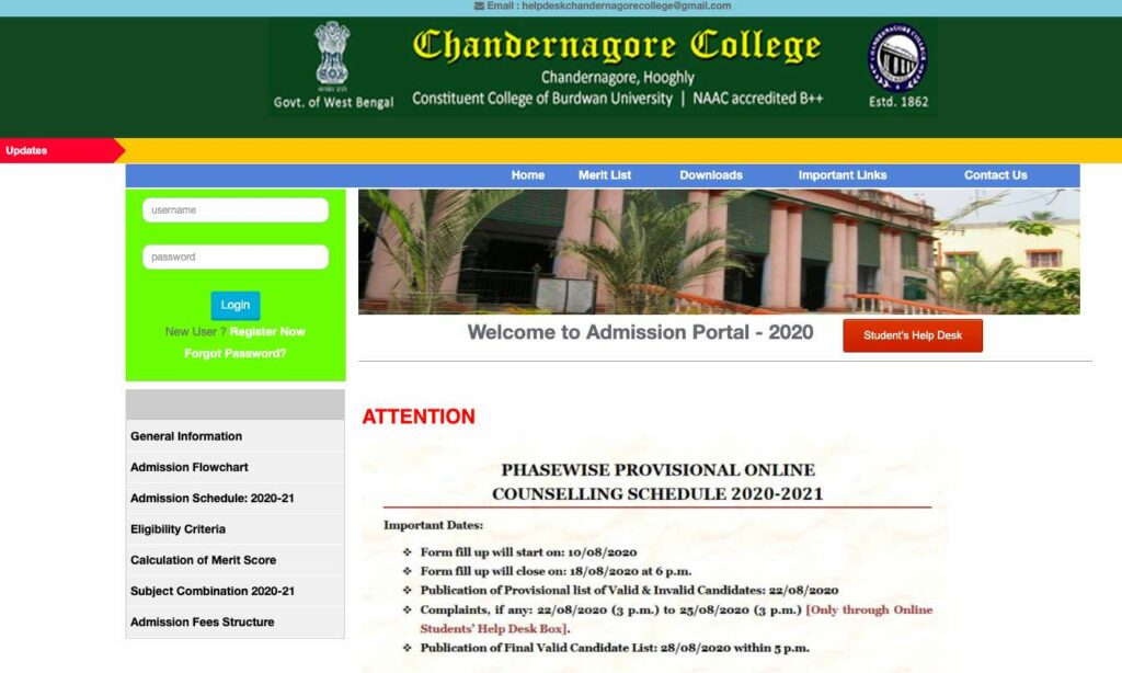 Candernagore College admission