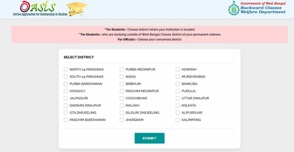 wb oasis scholarship district chose