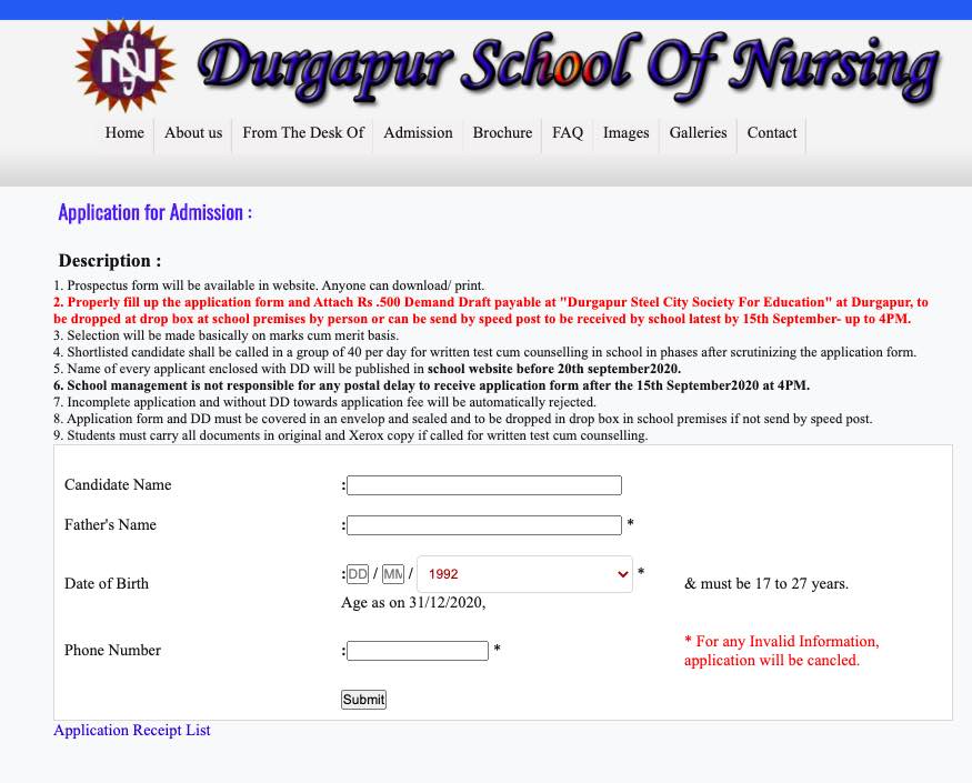 Durgapur School of Nursing GNM Admission 2021 - Apply Online 1