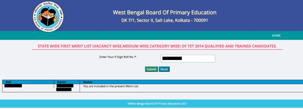 WBBPE Primary TET Selected Candidates Result - Empanelled for Appointment TET 2014 1