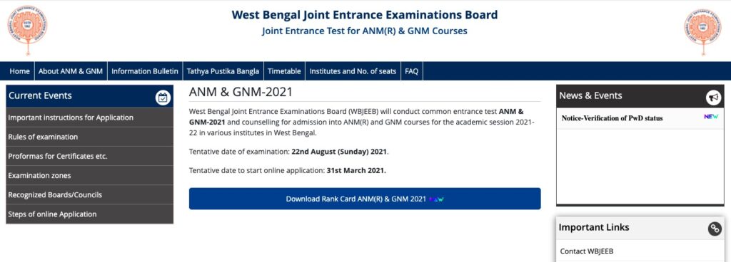 WBJEEB GNM ANM online counselling process